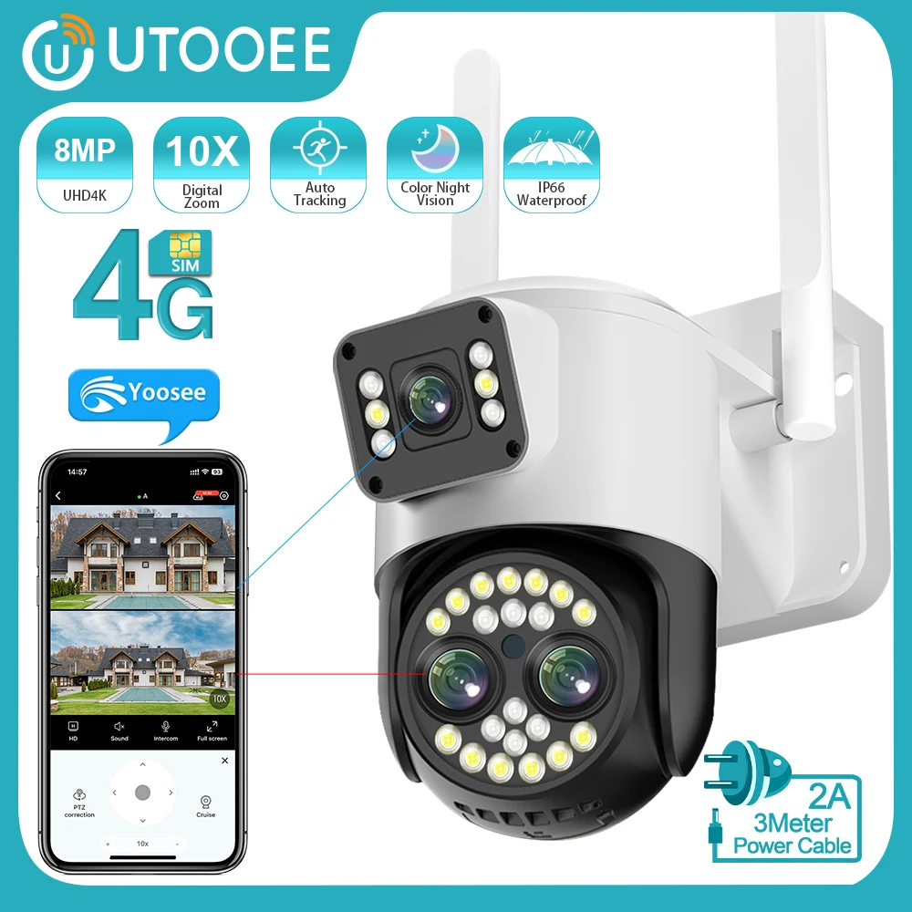 IP-камера UTOOEE 4K 8 Мп с тремя объективами