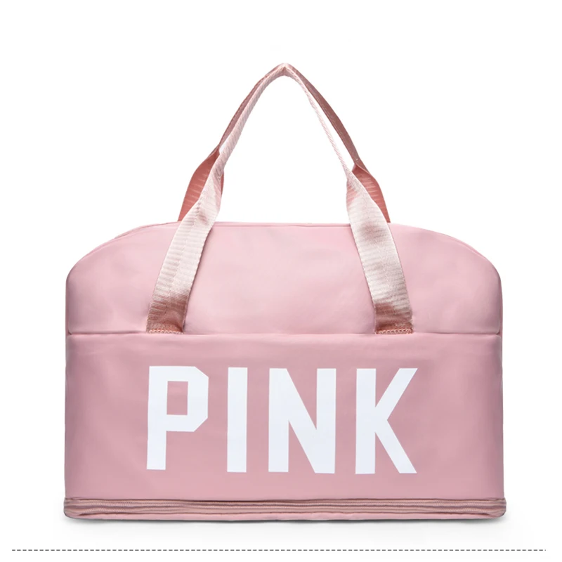 

PINK high-capacity Travel Bag Women Fitness Training Bag For Sports Gym Female Yoga Dry Wet Separation Shoes Bags