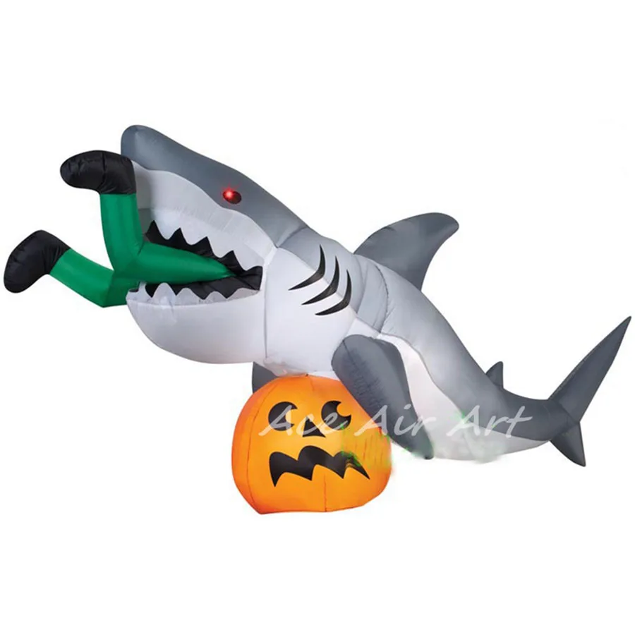 

Dangerous! Inflatable Shark Attack Legs Pumpkin Gemmy For Halloween Party With Free Air Blower