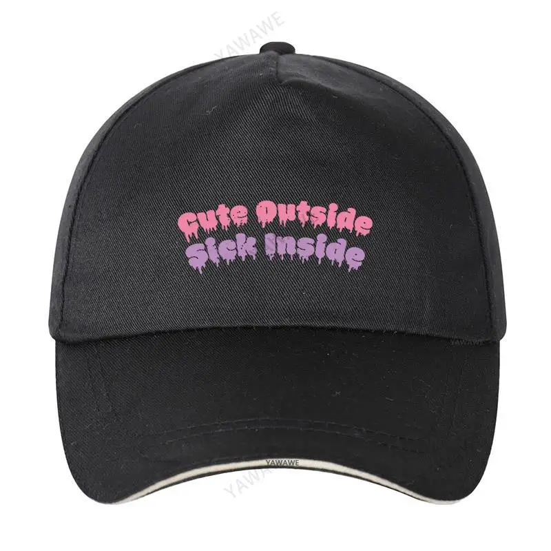 

cotton unisex Adjustable Baseball Cap CUTE OUTSIDE SICK INSIDE Man Women Summer Hat drop shipping