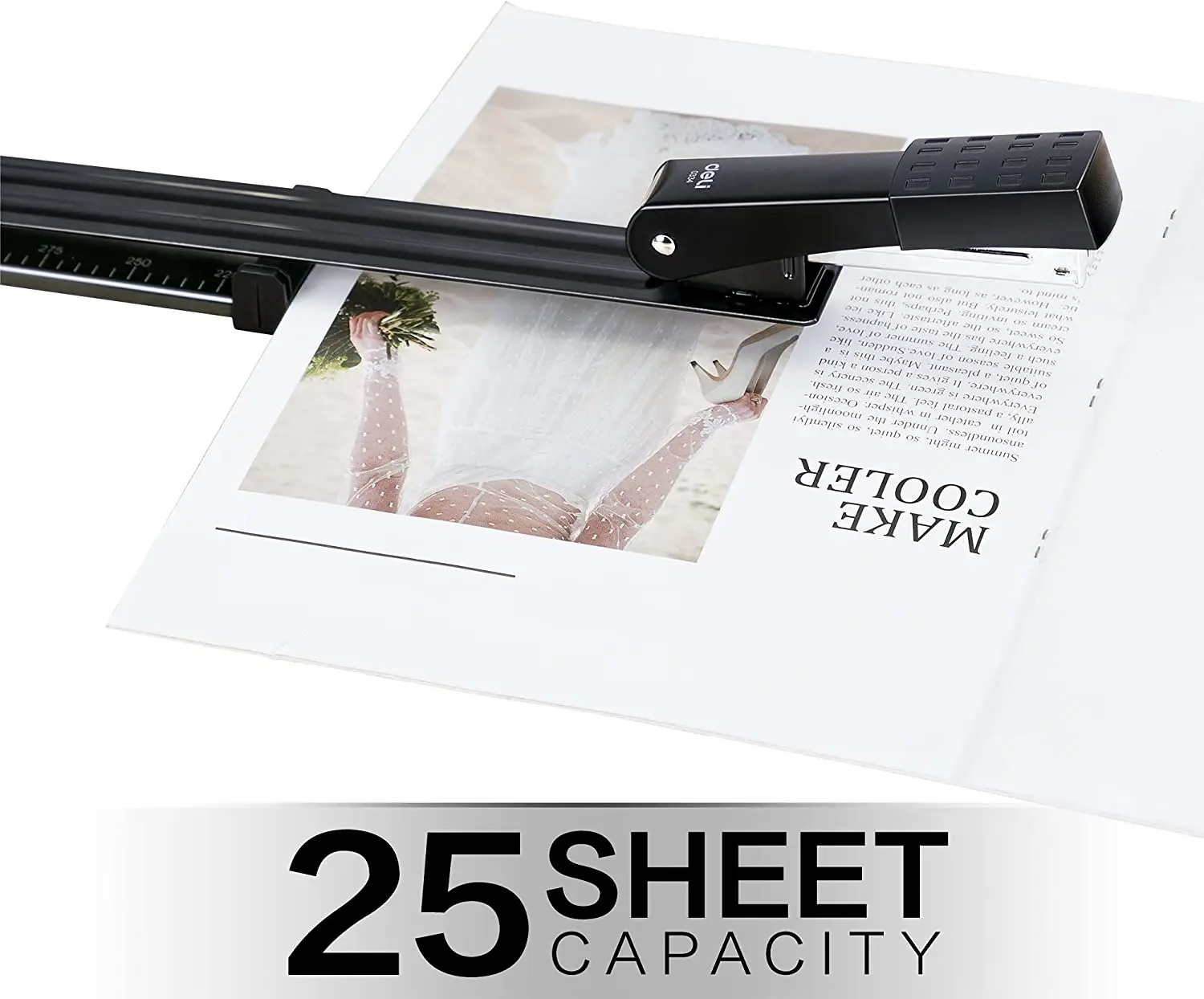 Long Reach Stapler, 25 Sheet Capacity, Long Arm Standard Staplers for Booklet or Book Binding, Black