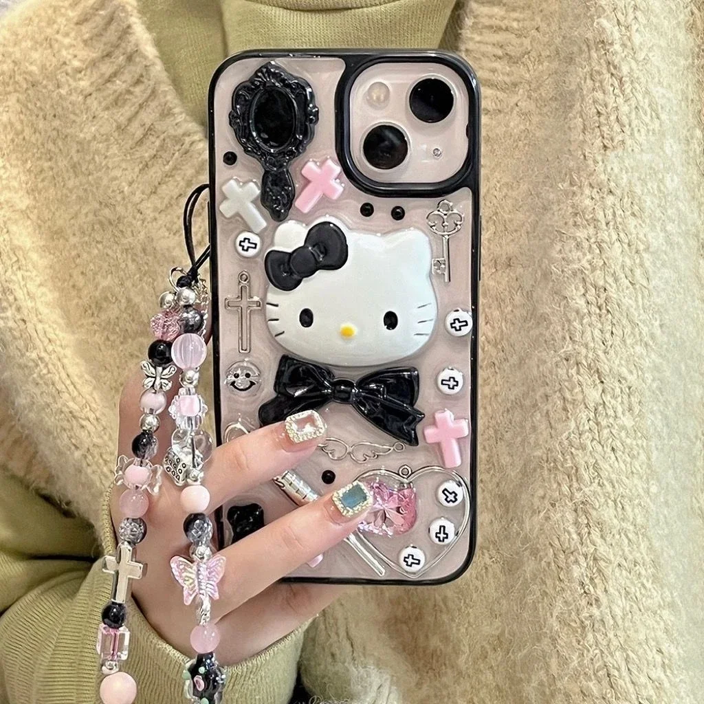 

Чехол для телефона Sanrio Hello Kitty, милый мультяшный Прозрачный 3D противоударный мягкий чехол для IPhone 14 13 12 11 Promax XS XR
