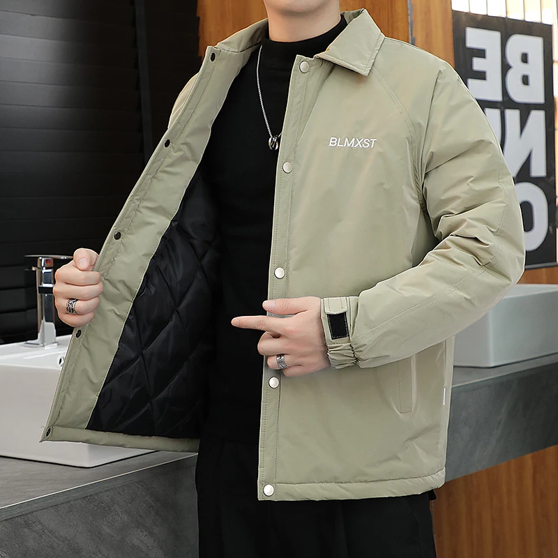 Fashion Men's Jackets Autumn Winter New Thick Warm Cotton Clothes Coat Lapel Short Men Casual Jackets Trend Men's Clothing