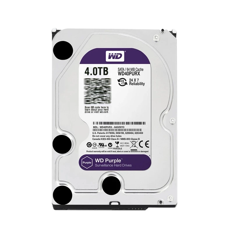 Иди! WD Purple 4 ТБ Внутренний жесткий диск для наблюдения 3 5 дюйма 64 МБ кэш-памяти SATA III