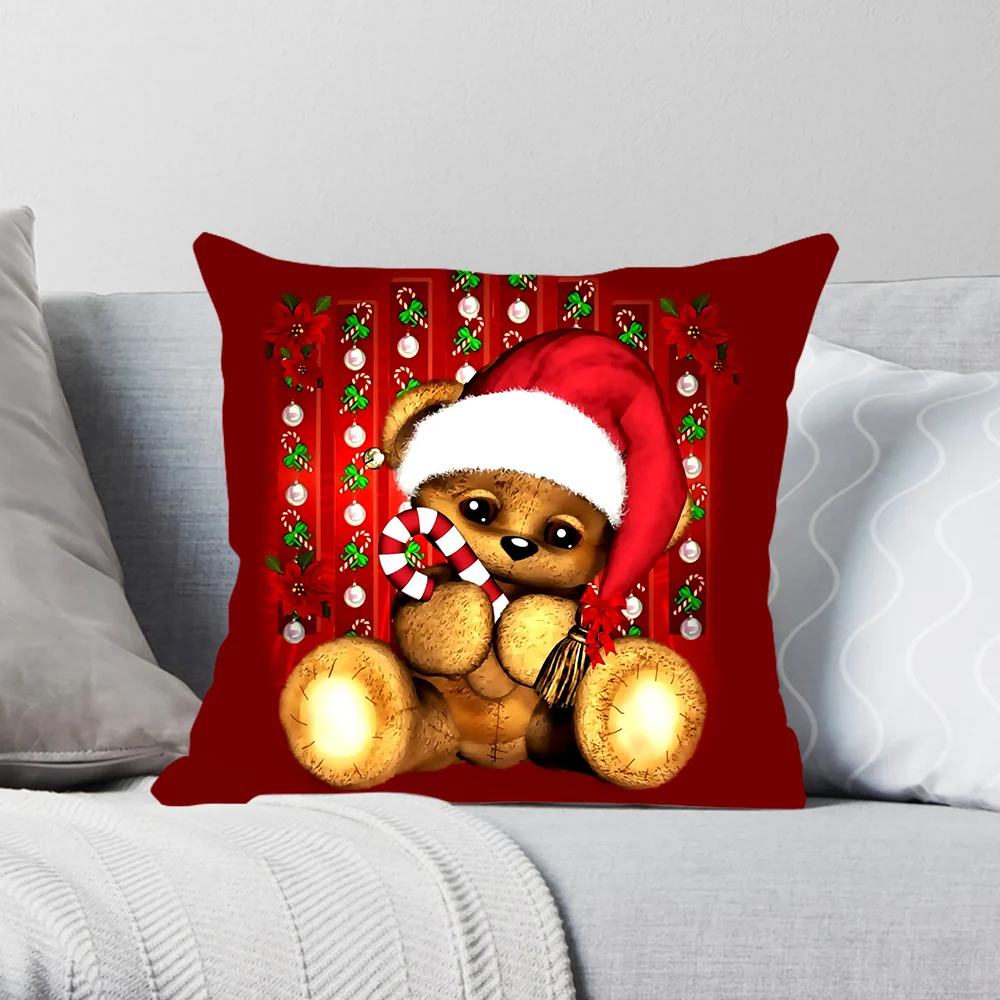 

Рождественская наволочка CLOOCL, украшение для комнаты и дивана, невидимая молния, плюшевая наволочка, наволочка в виде медведя для кровати