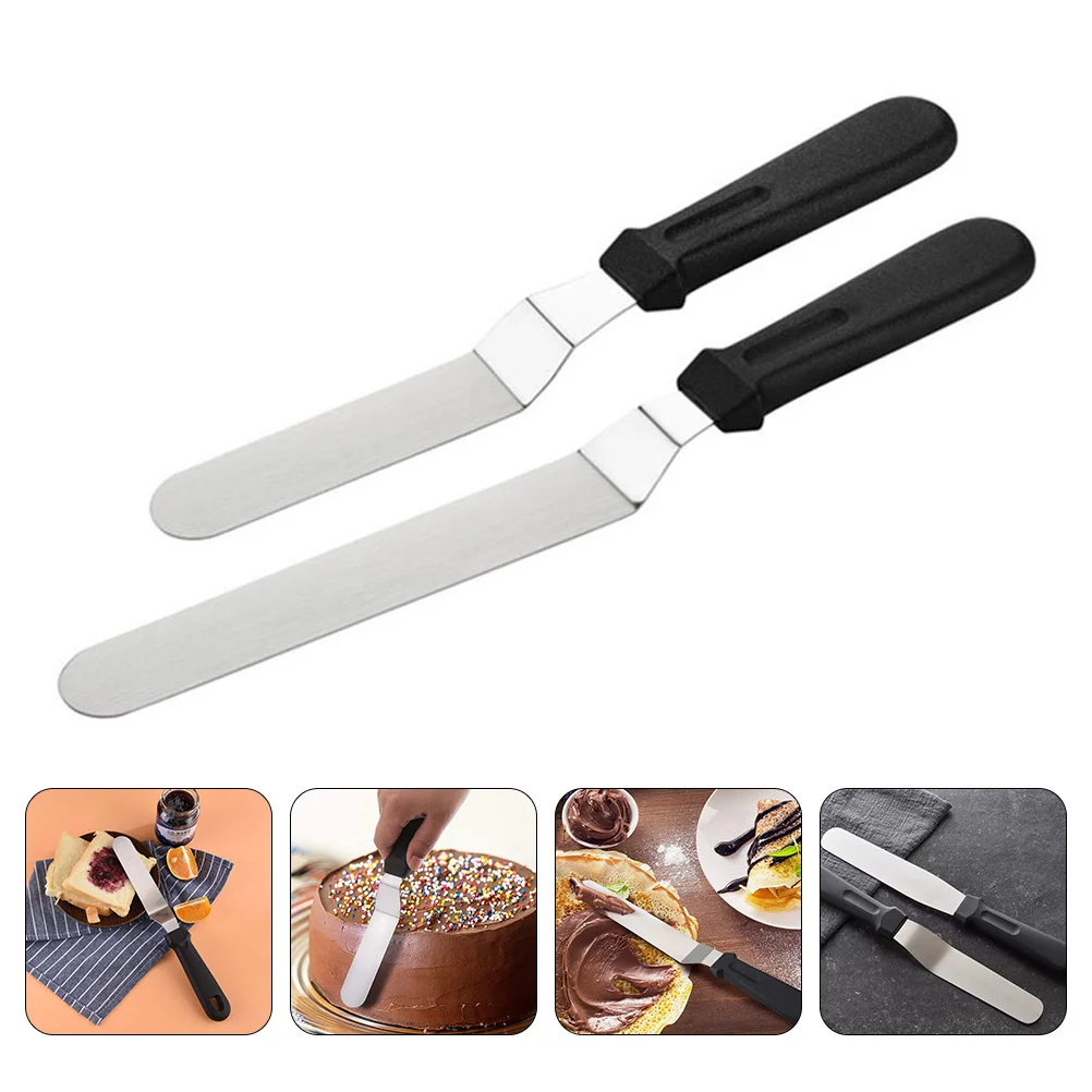 

2 Pcs Cake Spatula Butter Spreader Scraper Kitchen Gadget Cream Baking Supply Tool Stainless Steel Smoother