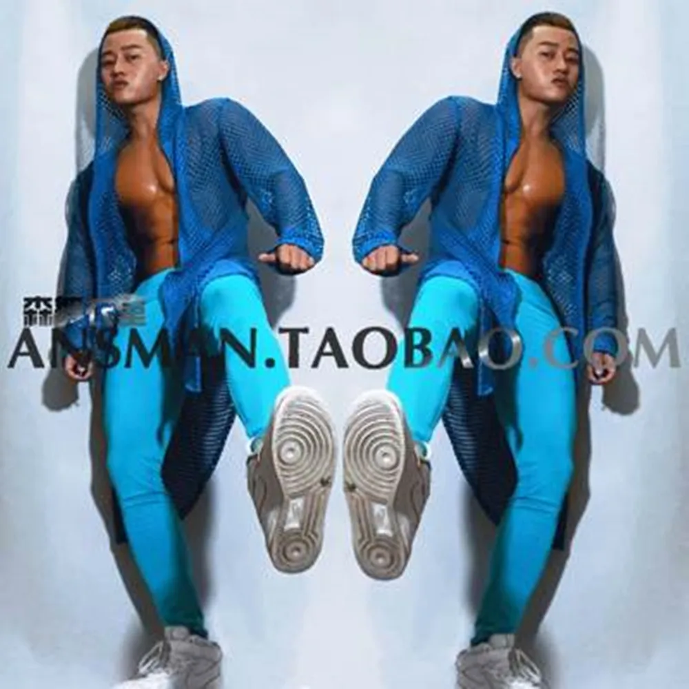 

Британская мода, бар, ночной клуб, DS набор, синий DJ, Женская перспектива, сексуальное мужское летнее платье для отдыха и представлений