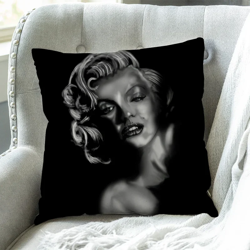 M-Marilyn Monroe Квадратная Наволочка 40x40 Декоративная Хлопковая Для Автомобильного