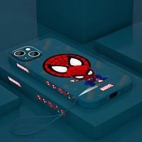 marvel spiderman hero cartoon for apple iphone 13 12 mini 11 pro xs max xr x 8 7 6s se plus liquid left rope silicone phone case