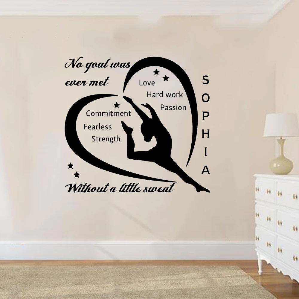 

Gymnastic Dance Girls Heart Wall Sticker Inspirational Motivational Quote Hard Work Passion Wall Decal Bedroom Vinyl Home Decor