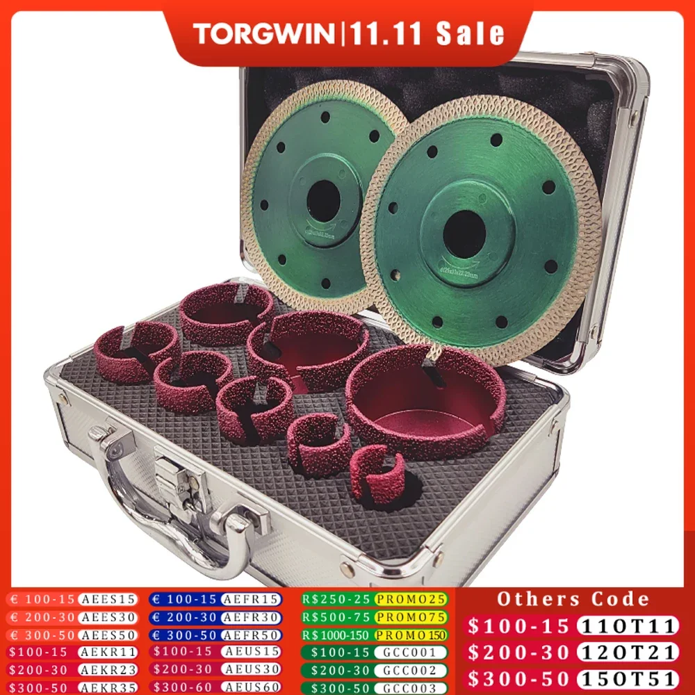 

7-11 Pcs 20-68mm M14 Thread Diamond Dry Vacuum Brazed Drilling Core Bits Set Porcelain Tiles Granite Marble Hole Saw Tools