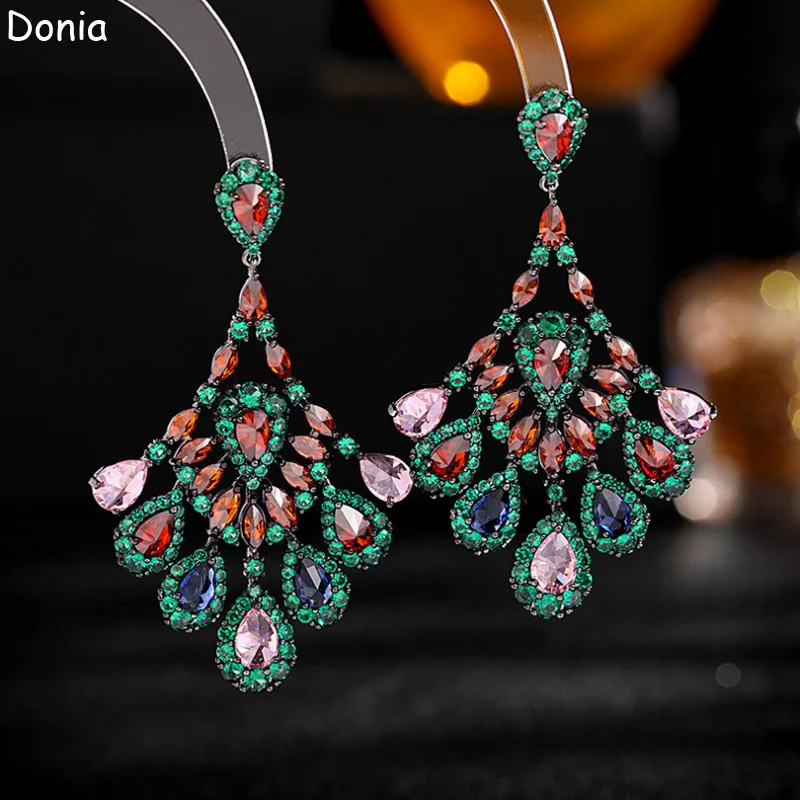 

Donia Jewelry European and American fashion water drop copper micro-inlaid AAA zircon earrings vintage palace luxury earrings