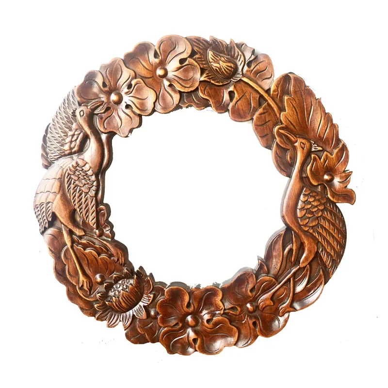 Рамка для зеркала из цельного дерева в виде павлина и лотоса зеркало красоты