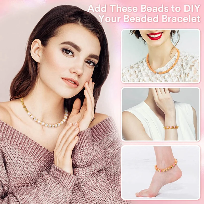 2240 Pcs Spacer Beads For Jewelry Making In 8 Styles, For Bracelets Making, Round Beads Beads Crafts