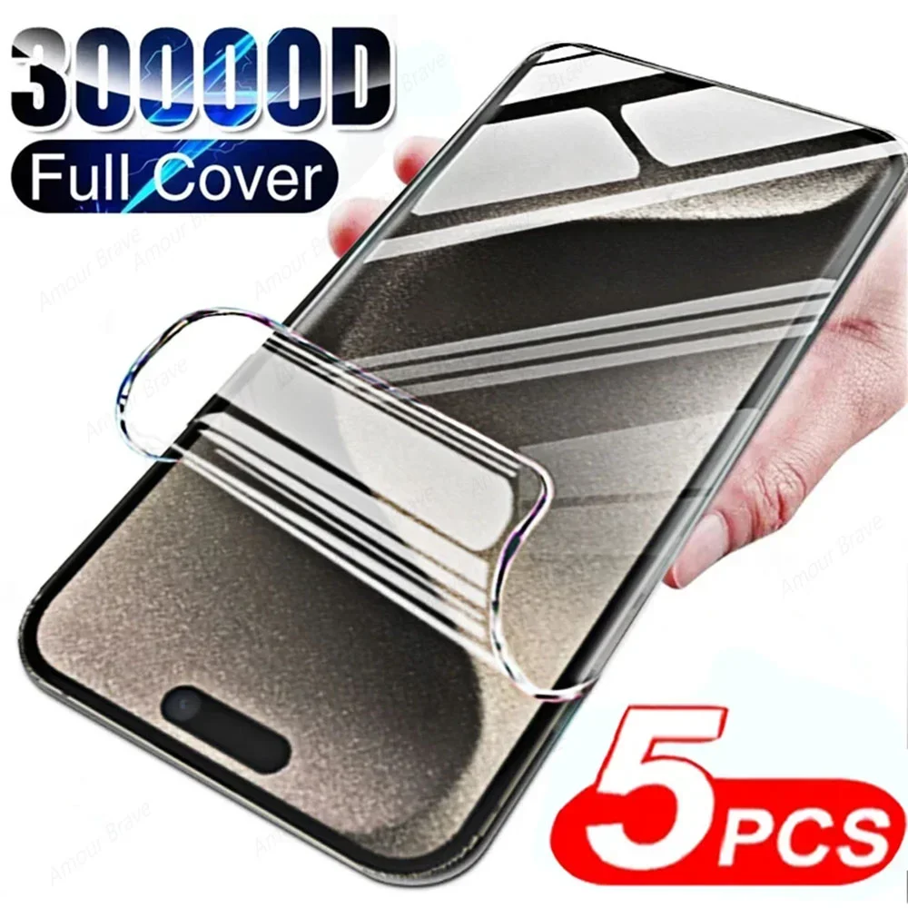 

5Pcs Hydrogel Film Screen Protector For IPhone 15 11 12 13 14 Pro Max Mini XR XS 6 7 8 15 Plus Film For IPhone 15 Pro Max Film