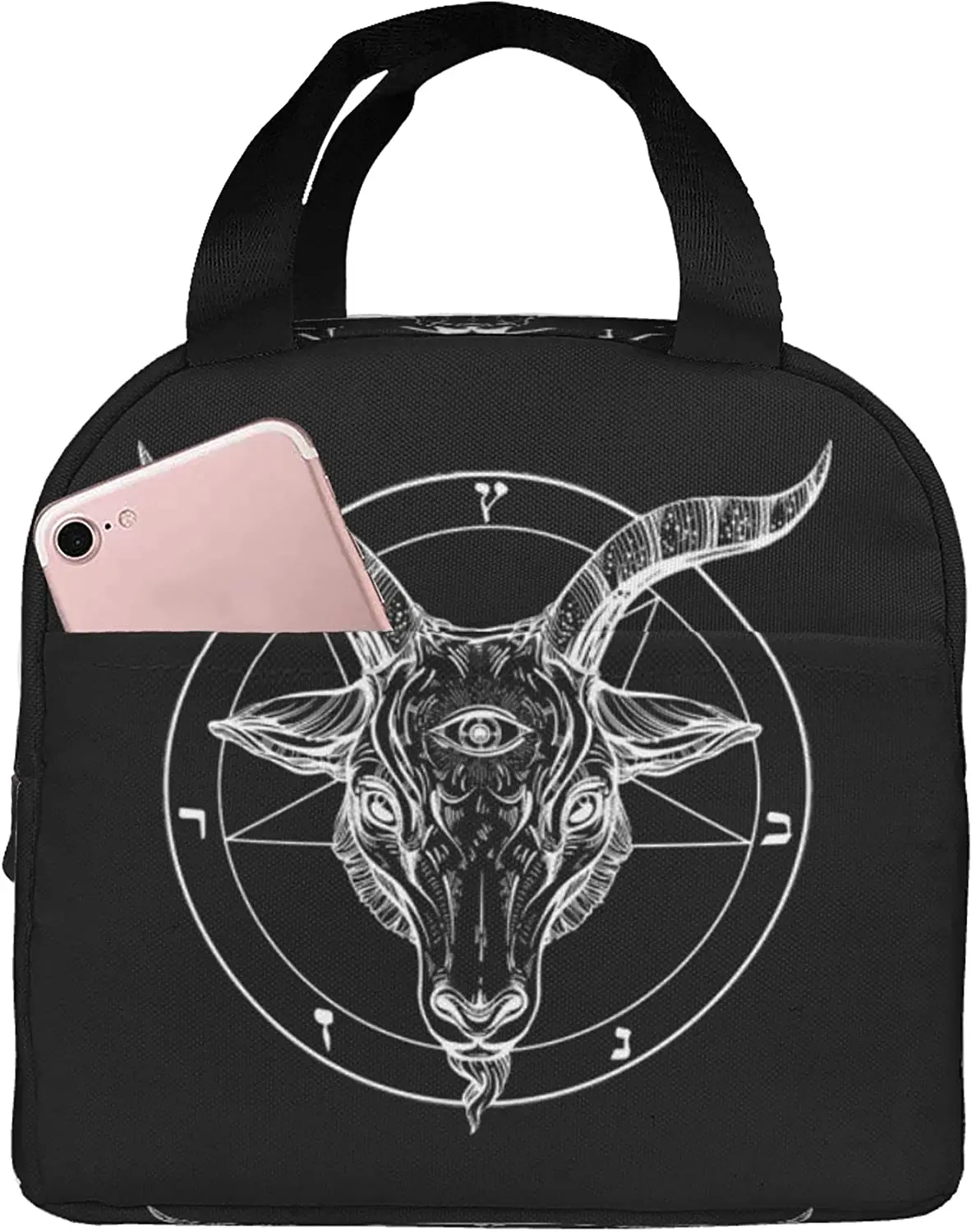 

Сумка для ланча Baphomet с карманом для взрослых, Термосумка с изоляцией, многоразовая для работы, школы, походов, пикника