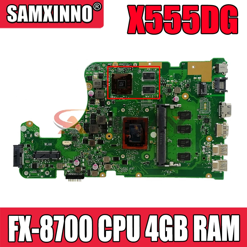 

Akemy For Asus X555YI X555D A555D X555Y X555DG notebook mainboard with FX-8700 CPU 4GB RAM X555DG laptop motherboard tested OK