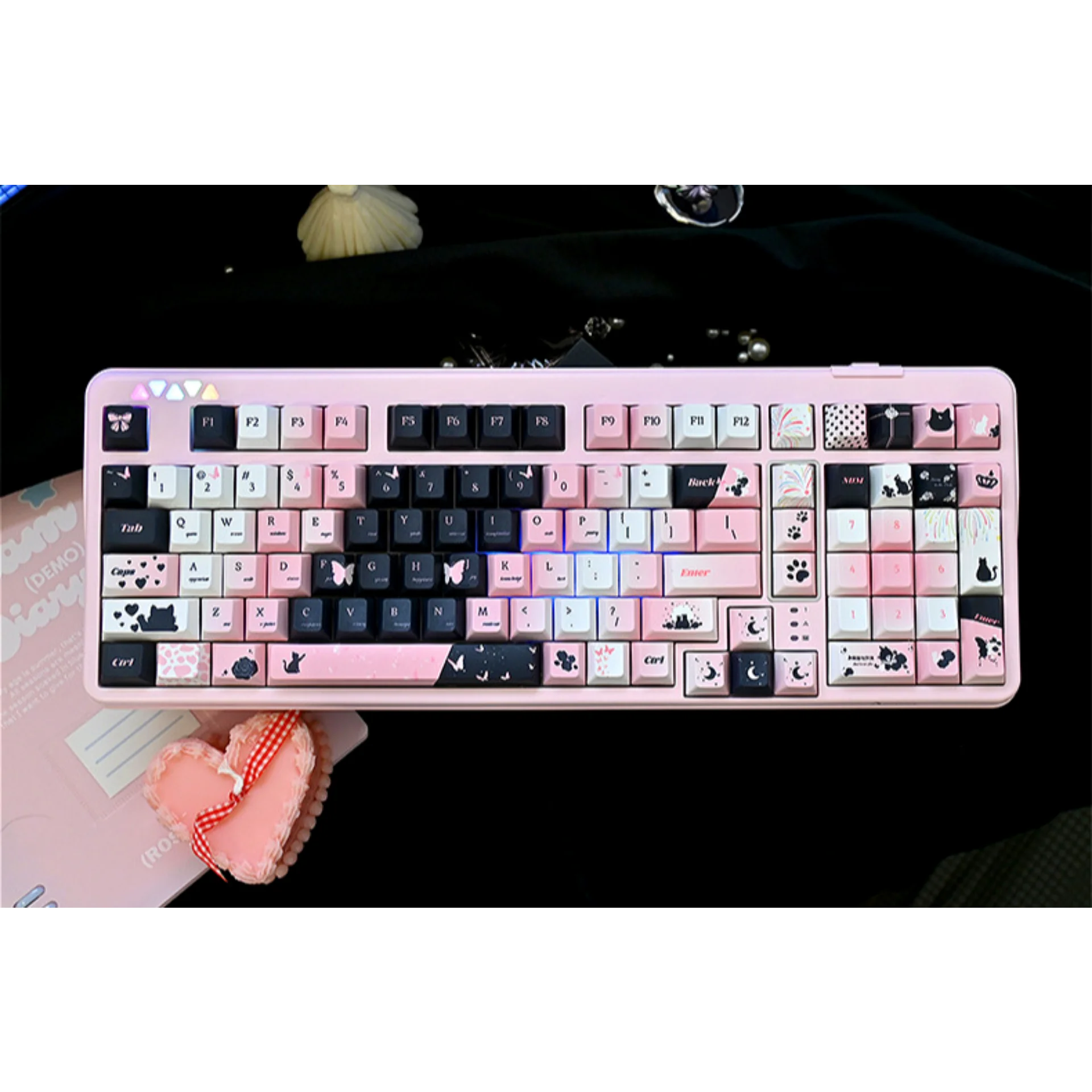 Механическая клавиатура 131 клавиши вишня черная роза колпачок клавиш PBT для