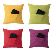 inyahome cotton linen decorative square throw pillow covers with pocket multifunctional pillow cases cushion cases for home