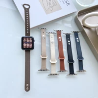 thin correa wrist for apple watch band 38mm 40mm 42mm 44mm 41mm 45mm slim leather strap for iwatch series 7 6 5 4 3 2 se bands