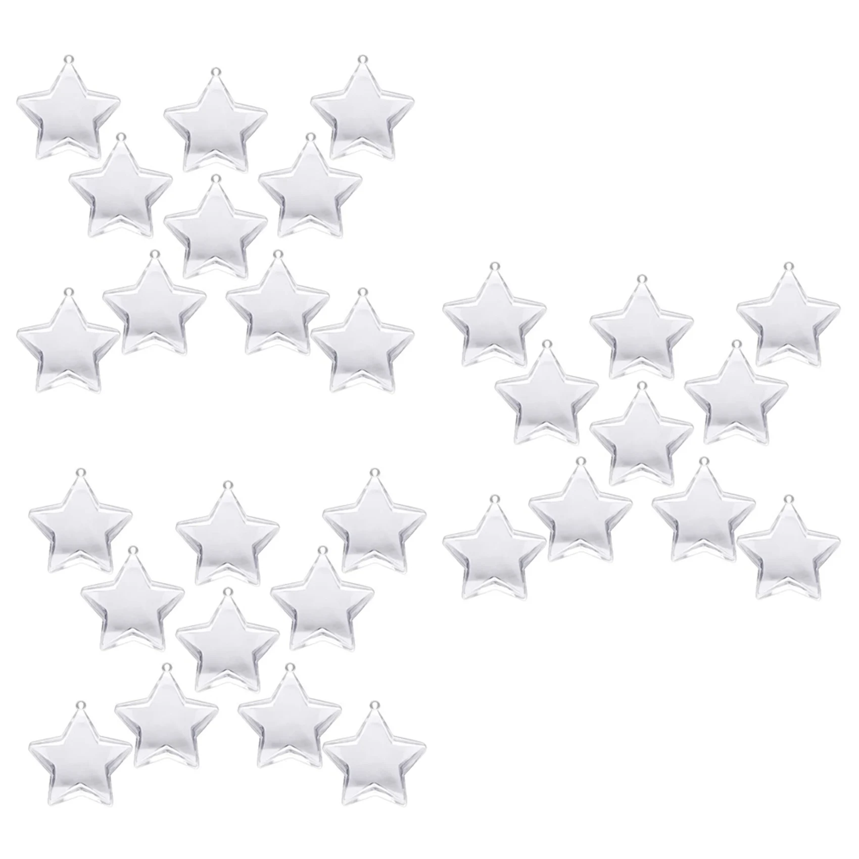 

Заполняемые шарики для самостоятельной сборки, 30 комплектов, 80 мм, прозрачные пластиковые украшения, шарики, украшение для рождественской елки, строительные материалы (форма звезды)