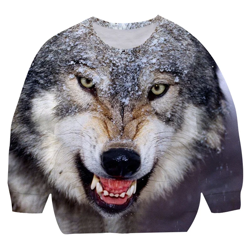 

От 1 до 14 лет детский пуловер с изображением волка, свитшоты с изображением животных, топы с изображением волка, Детские хлопковые свитшоты с...