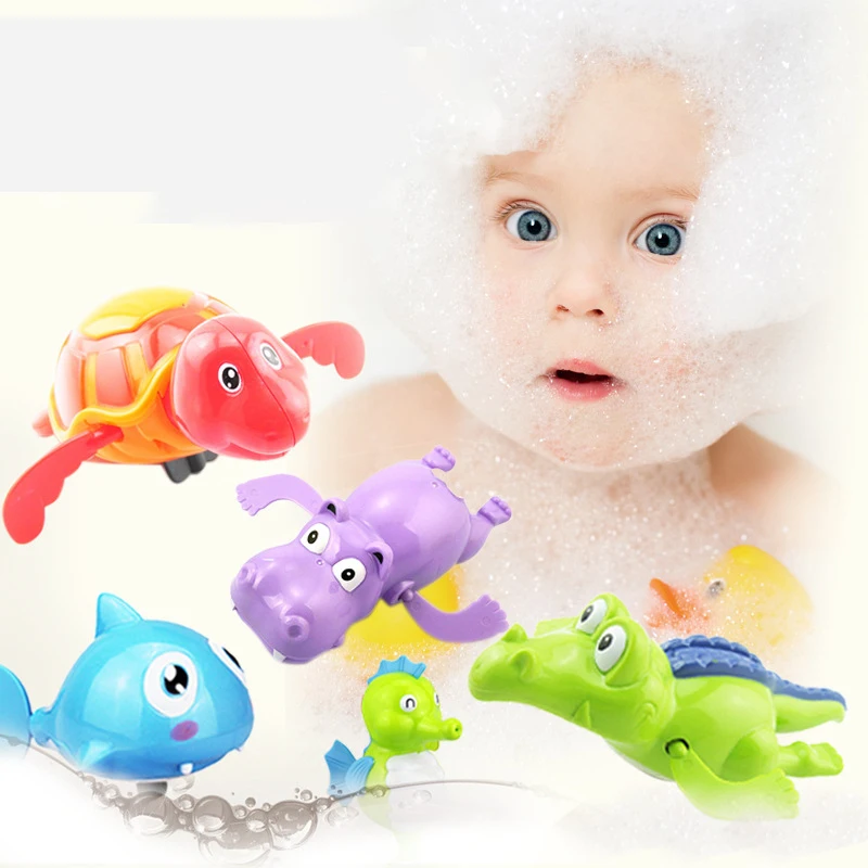 Baby Bath Toys Turtle Dolphin Baby Shower Baby Wind Up Swim Play Toy Swimming Pool Accessories Baby Play In Water Random Color