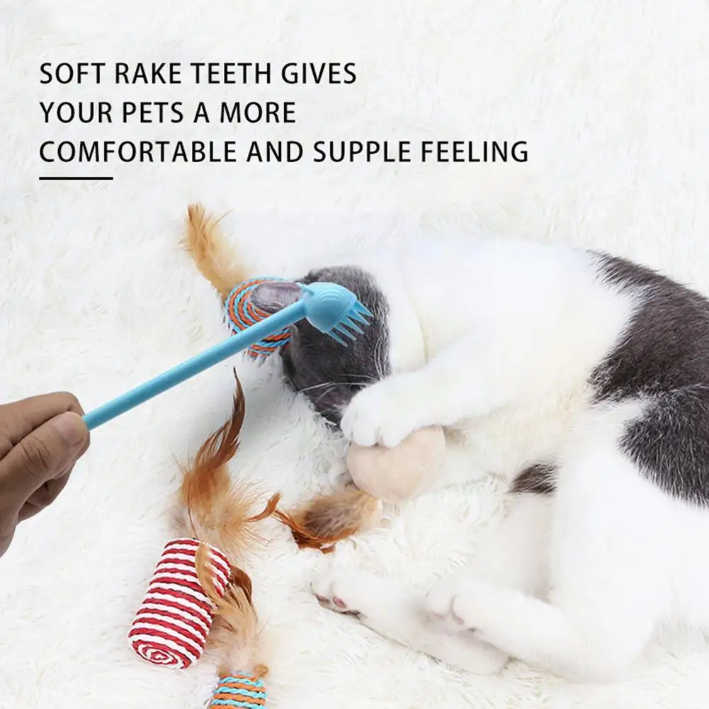 

Long Handle Pet Cats Dog Comb Cleaning Brush Built-in Stick Accessories Bell Tool Toy Remover Funny Cat Pet Grooming Hair L Q4X0