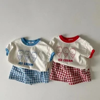 2022 summer new baby cute ice cream print clothes set baby short sleeve t shirts shorts 2pcs set cotton casual boys girls suit