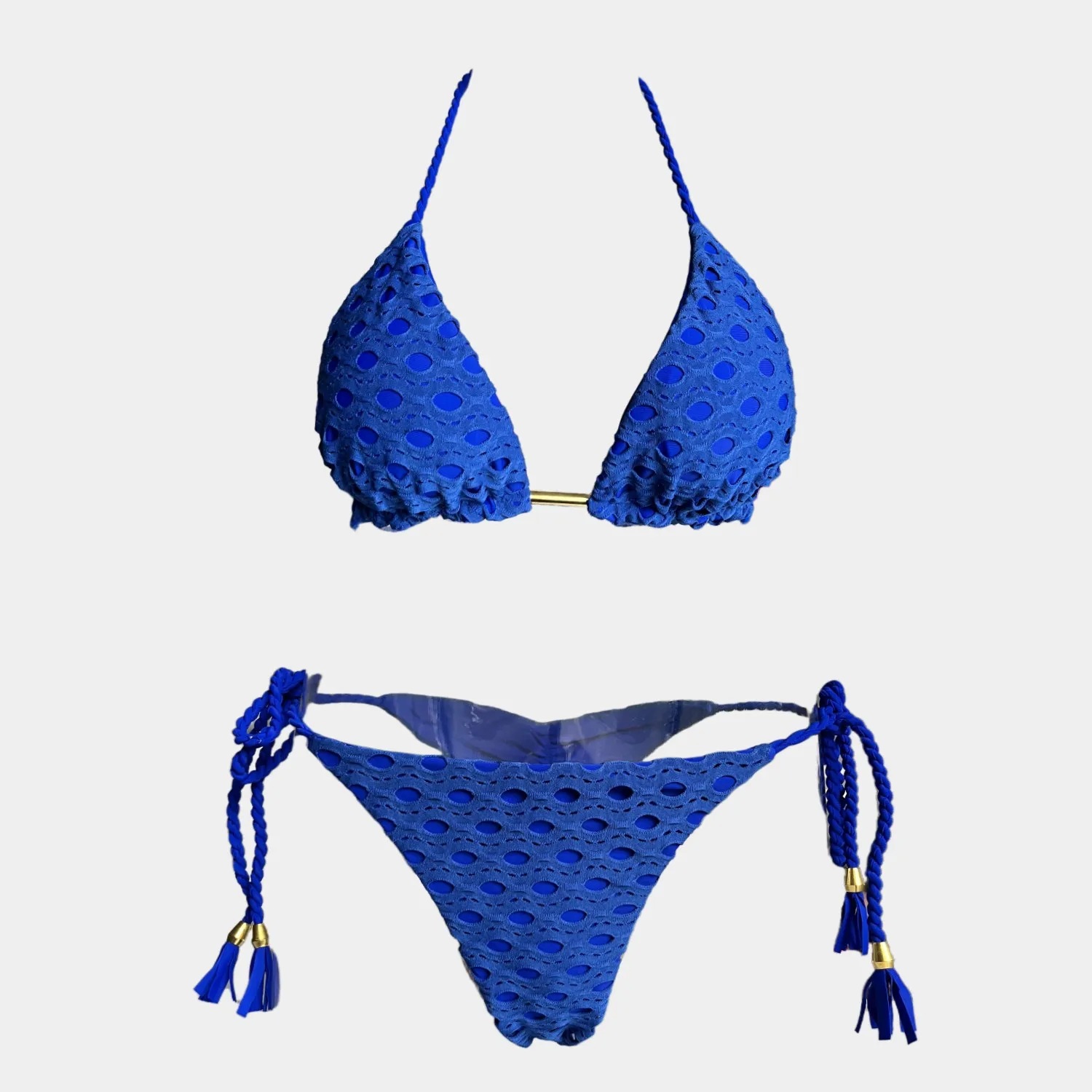 

Sexy Blue Bikini 2023 New Bikinis Feminino Swimsuit Solid Bikini Set Braided rope Swimwear Women Bathing Suit Patchwork Biquinis