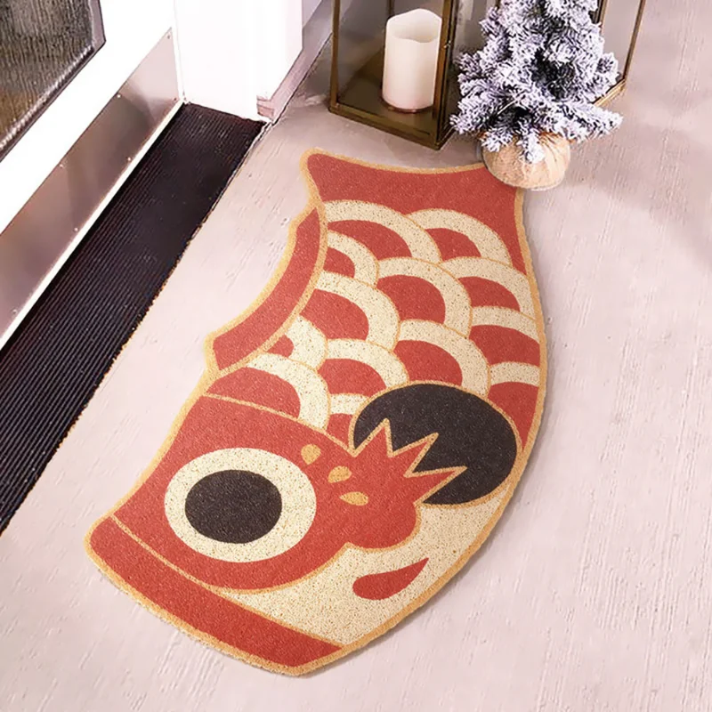 

Carpet Welcome Doormat Red Carp Entrance Hallway Carpet Rectangle Printed Non-Slip Floor Rugs Front Door Mat Outdoor Mat Rugs