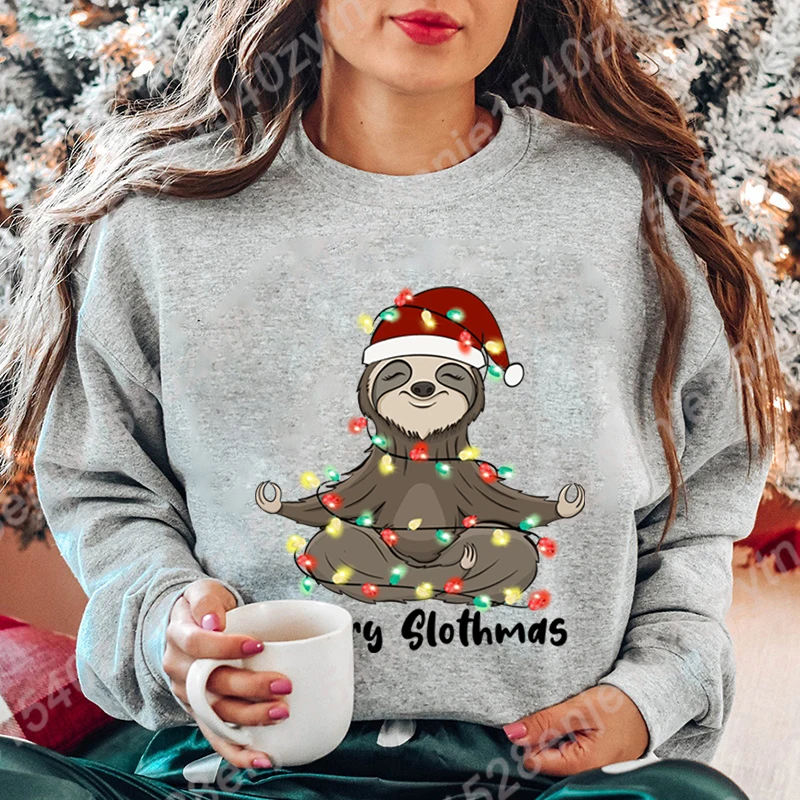 Рождественские женские пуловеры с надписью &quotMerry Slothmas&quot без косточек