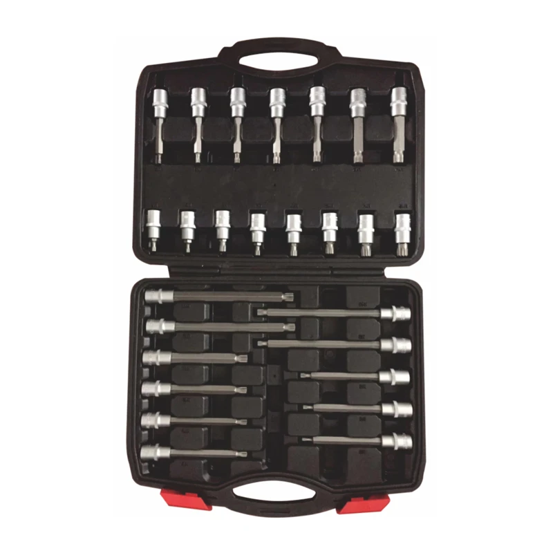 

3-in-1 Color Box 26/30/32 Piece 1/2" Dr Ex-long Hex M Bit Socket Set Auto Repair Tools