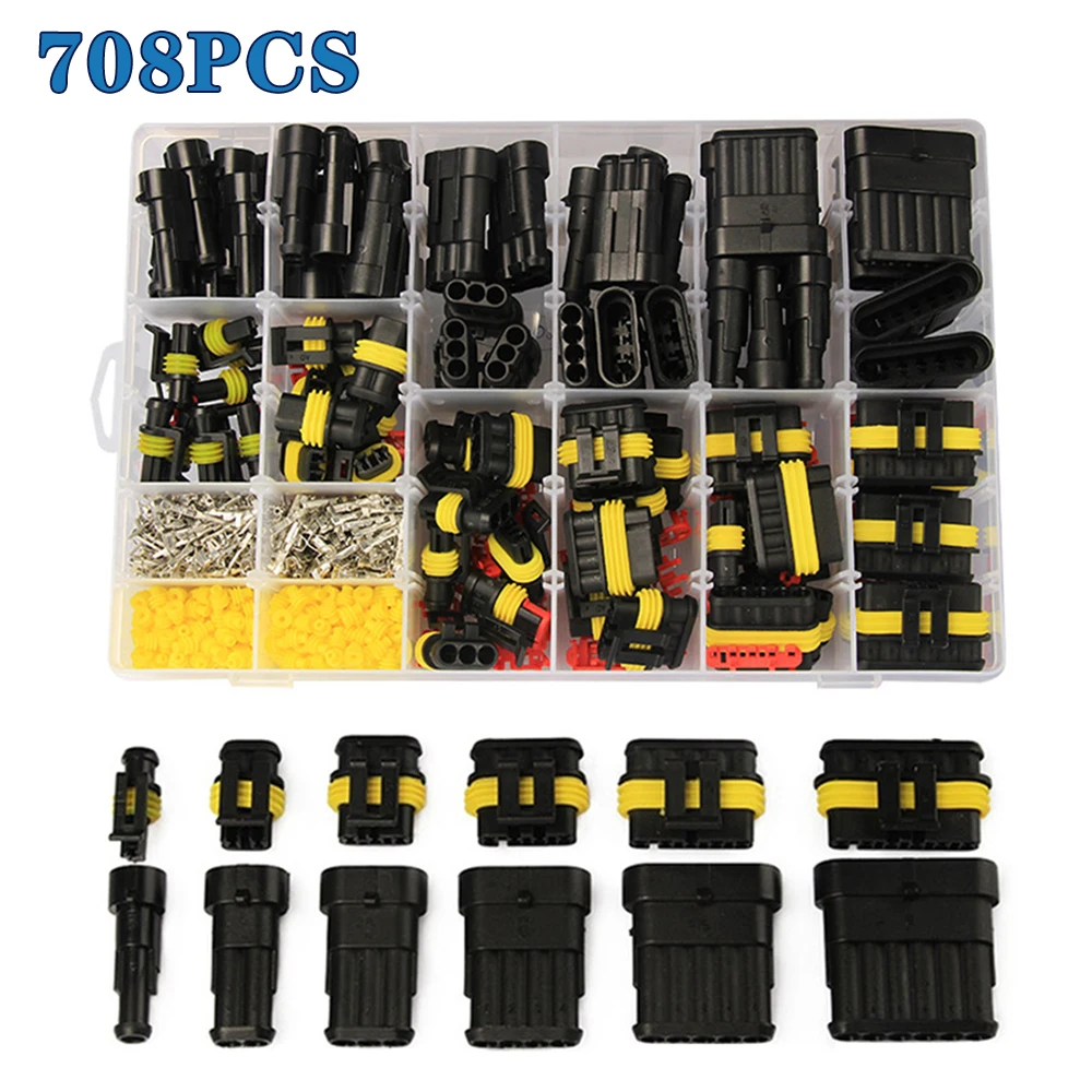 

708pcs connector HID waterproof connector 1/2/3/4/5/6 Pins Car Marine Seal Electrical Wire connectors Plug Truck Harness 12A