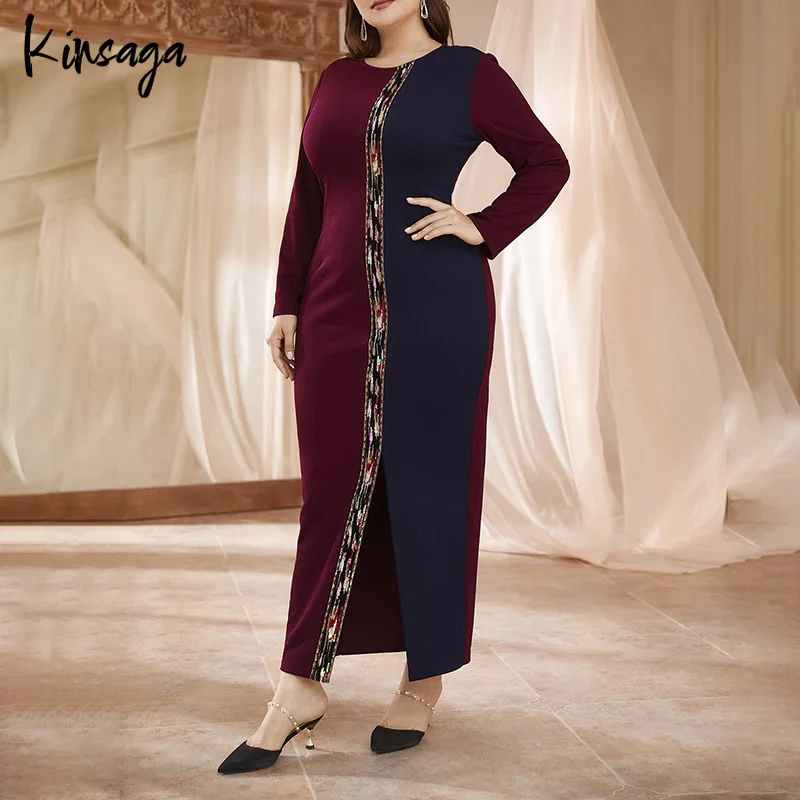 

Plus Size Luxury Boho Striped Patchworked Long Maxi Prom Dress 4XL Africa Long Sleeve Split Bodycon Gowns Evening Party Dresses