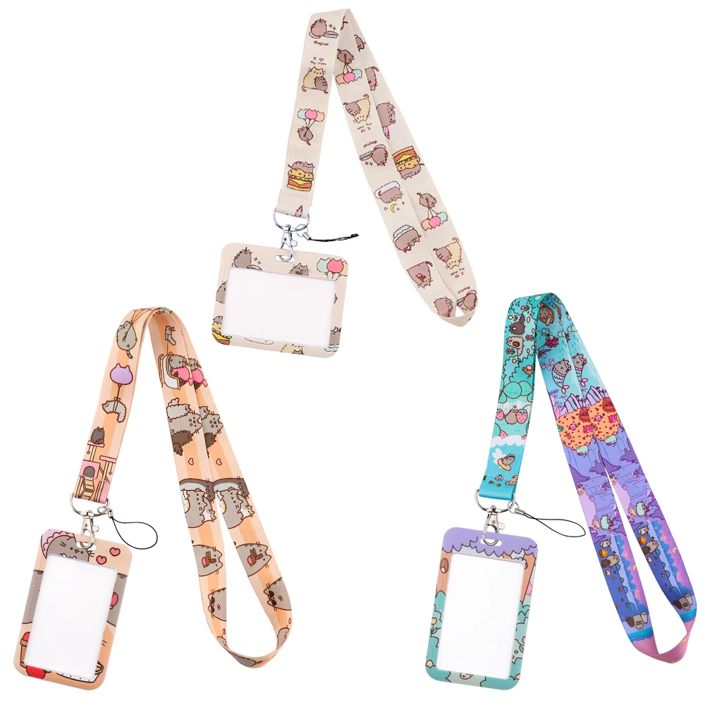 JF1267 Cute Cat Lanyards Keychain DIY Cell Phone Straps USB ID Card Badge Holder Keyring Belt Strap Hanging Rope Lariat Keycord