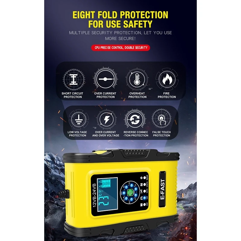Интеллектуальное автомобильное зарядное устройство на 7 этапов 12 В 24 в а