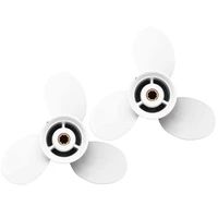 2X Ship Engine Outboard Propeller 3-Bladed Rotary Paddle 683-45941-00-El 9 1/4 X 12 For Yamaha 9.9-15Hp Aluminum White