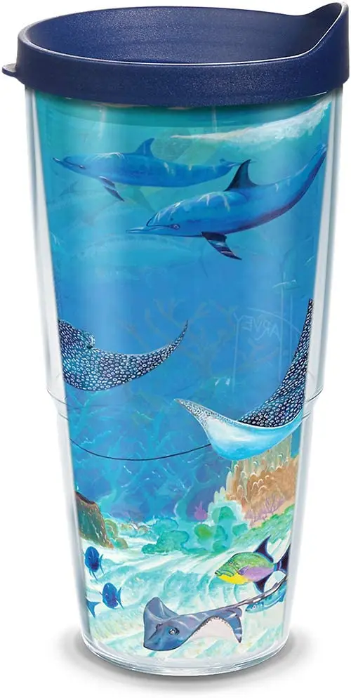 

Feito nos EUA Double Walled Guy Harvey copo térmico mantém as bebidas frias e quentes, 473 g - Sem tampa, gráficos