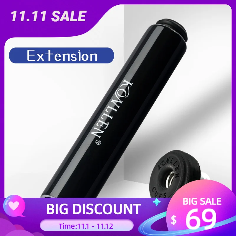 

Original KONLLEN Extension Pool Cue Extension 15.5cm Length Carom Cue Extension With Bumper Durable Kit Billiards Accessories