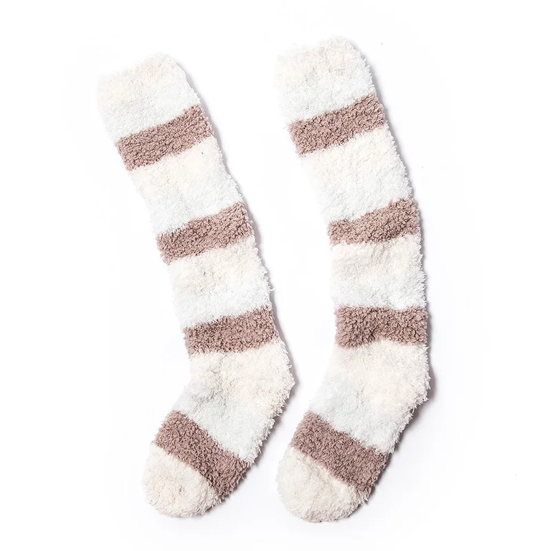 Home wear Nana Sweet Women's Socks Warm Coral Fleece Stocking  Stripes