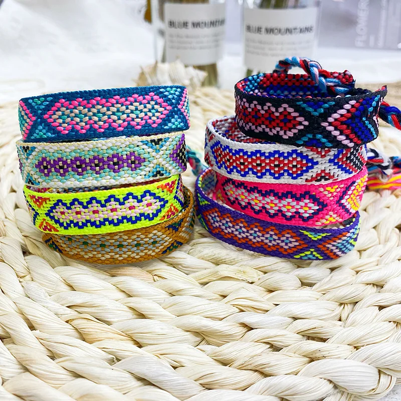 

KKBEAD Braided Bracelet Handmade Woven Wrap Bracelets for Women Boho Colorful Pattern Tassel Thread Pulseras Bohemia Jewerly