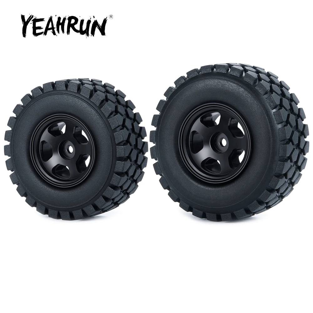 

YEAHRUN 4Pcs 1.0" Beadlock Wheel Rims Tires Set for Axial SCX24 90081 AXI00001 AXI00002 1/24 RC Crawler Car Parts Accessories