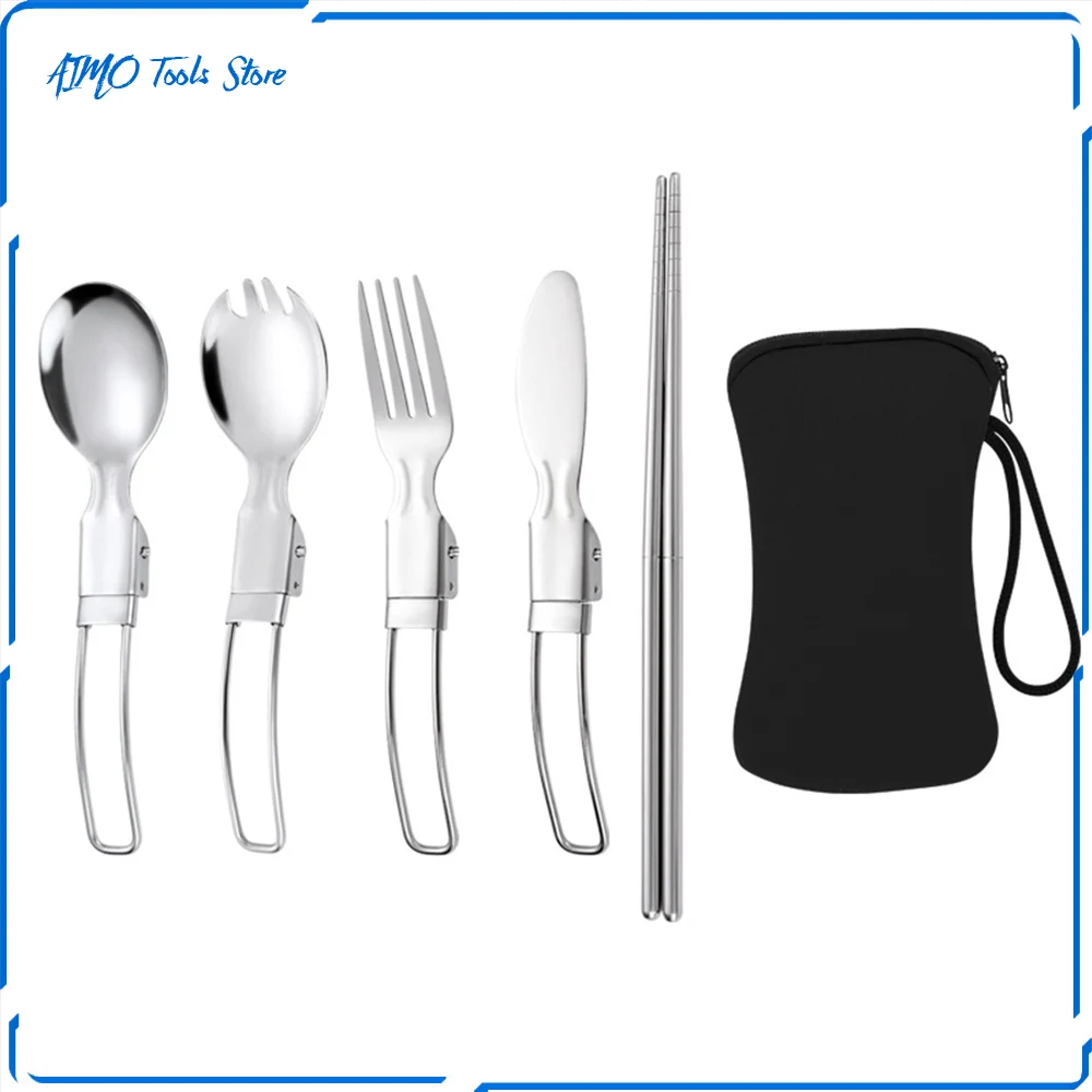 

Folding Portable Cutlery set Knife / Fork / Spoon / Chopsticks / Cutlery Bag Suitable forcamping Tableware dining tables BBQ
