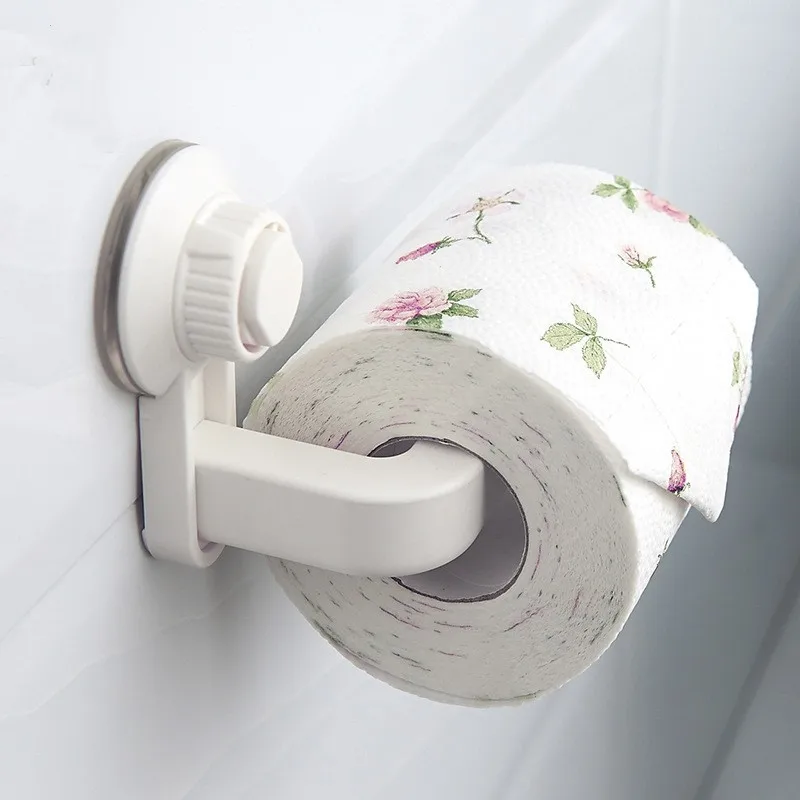 Self Adhesive Toilet Paper Roll Holder Wall Mount  Steel No Punching Towel Roll Dispenser for Bathroom Kitchen No Punching