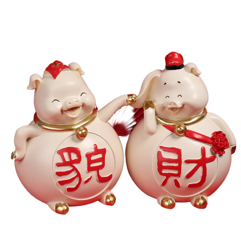 

Home Decor Figurines Couple Pig Resin Entrance Storage Statue Living Room Decoration Accessories Sculpture Wedding Gift A3743