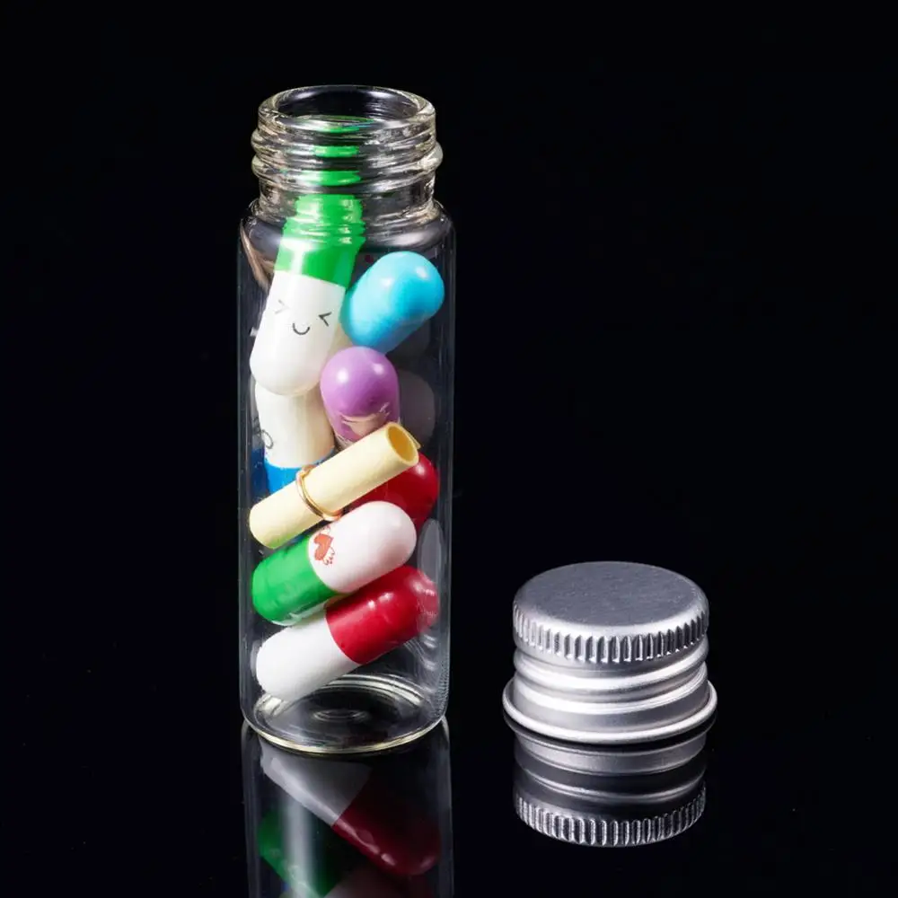 15ml Small Clear Glass Bottles with Screw Aluminum Cap Empty Sample Jars for Jewelry Beads Containers Spice Candy Crafts Vials