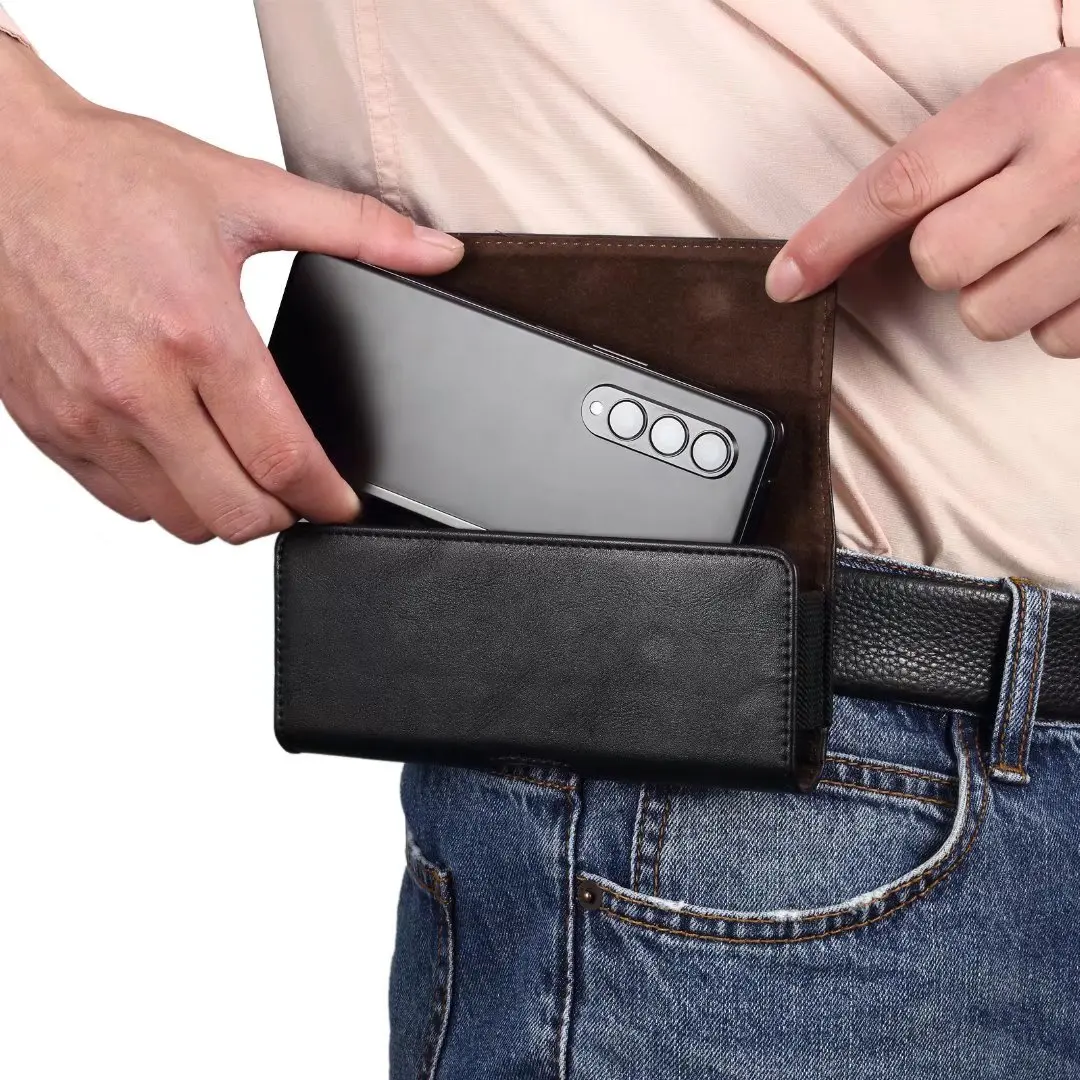 

Leather Wallet Case For Samsung Galaxy Z Fold 4 Fold 3 Card Waist Pack Belt Clip Bag Phone Pouch Cover For Galaxy Z Flip 4 5G