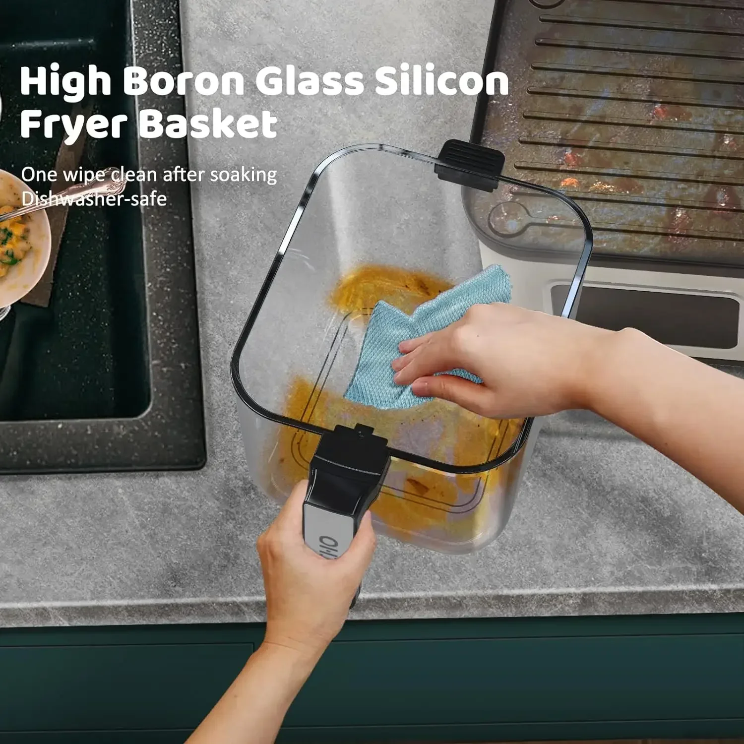 Комбинированная воздушная фритюрница и сковорода маленькая с одним сенсорным