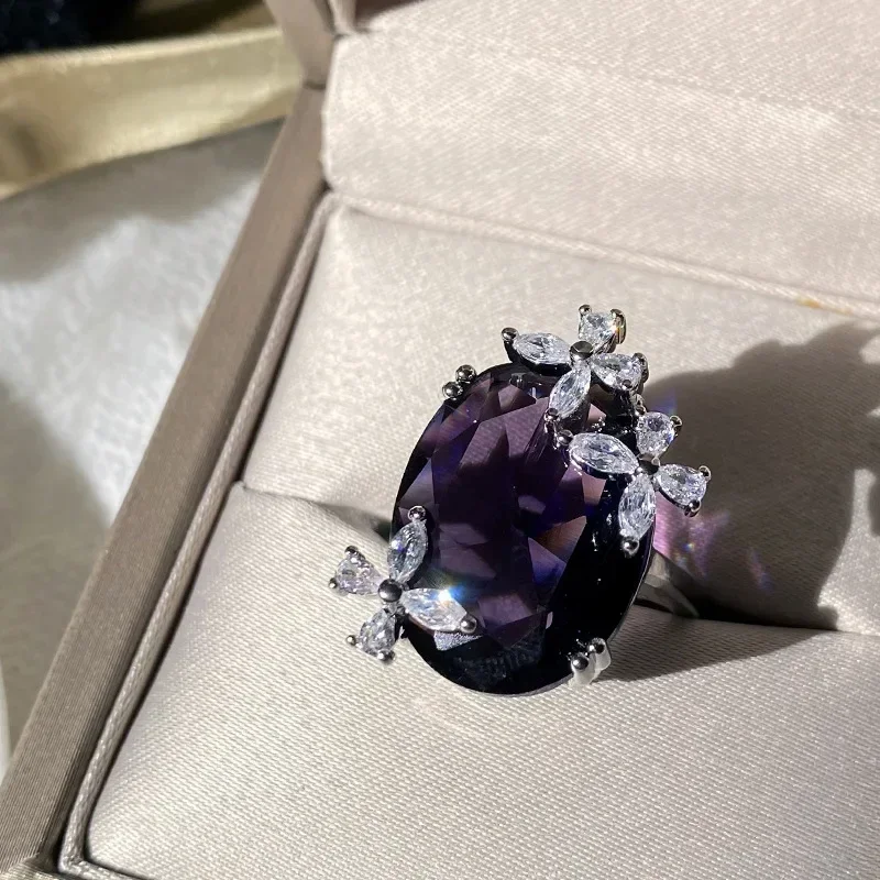 Высокое качество роскошное кольцо MDLFES с муассанитом и аметистом искусственный